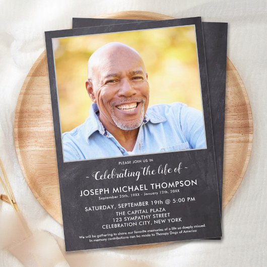 Rustic Celebration of Life Photo Memorial Funeral Kaart