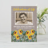Rustic Celebration of Life | Zonnebloemen Kaart (Staand voorkant)