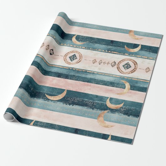 Rustic Celestial Streep Maan Zon Aards (10) Cadeaupapier (Uitgerold)