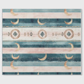 Rustic Celestial Stripe Moon Sun Earthy (10) Cadeaupapier (Vlak)