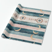 Rustic Celestial Stripe Moon Sun Earthy (10) Cadeaupapier (Uitgerold)