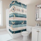 Rustic Celestial Stripe Moon Sun Earthy (10) Douchegordijn (In situ)