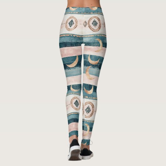 Rustic Celestial Stripe Moon Sun Earthy (10) Leggings (Achterkant)