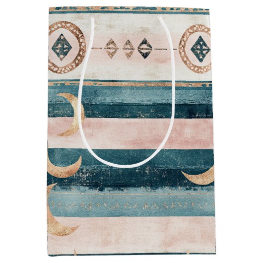 Rustic Celestial Stripe Moon Sun Earthy (10) Medium Cadeauzakje (Voorkant)