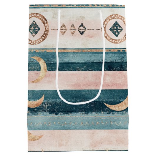 Rustic Celestial Stripe Moon Sun Earthy (10) Medium Cadeauzakje (Achterkant)