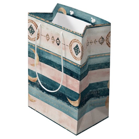 Rustic Celestial Stripe Moon Sun Earthy (10) Medium Cadeauzakje (Achterkant Gekanteld)