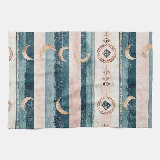 Rustic Celestial Stripe Moon Sun Earthy (10) Theedoek (Horizontaal)