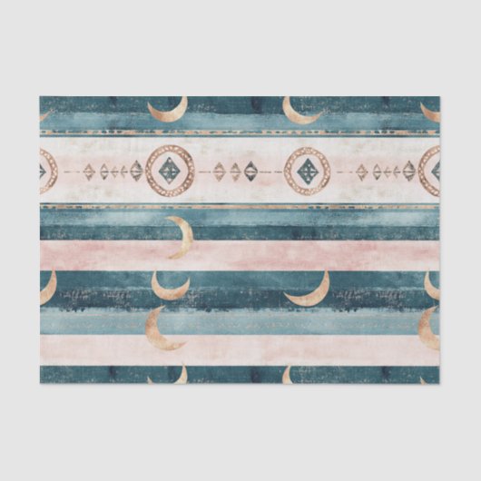 Rustic Celestial Stripe Moon Sun Earthy (10) Tissuepapier (Voorkant)