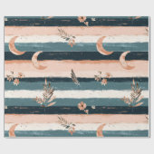 Rustic Celestial Stripe Moon Sun Earthy (2) Cadeaupapier (Vlak)