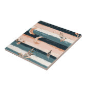 Rustic Celestial Stripe Moon Sun Earthy (2) Tegeltje (Zijkant)