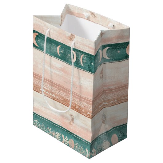 Rustic Celestial Stripe Moon Sun Earthy (7) Medium Cadeauzakje (Voorkant Gekanteld)