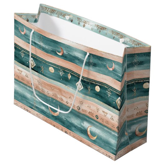 Rustic Celestial Stripe Moon Sun Earthy (9) Groot Cadeauzakje (Voorkant Gekanteld)