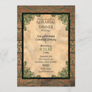 Rustic Celtic Claddagh Rehearsal Dinner Invitation Kaart