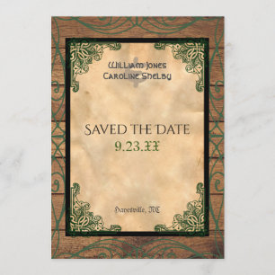 Rustic Celtic Claddagh Save the Date Kaart