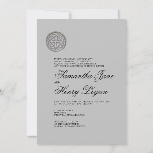 Rustic Celtic Knot Minimalist Wedding Invitation Kaart (Voorkant)