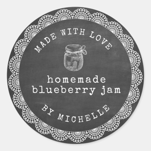 Rustic Chalk Embroidery Jam Label Canning Sticker (Voorkant)