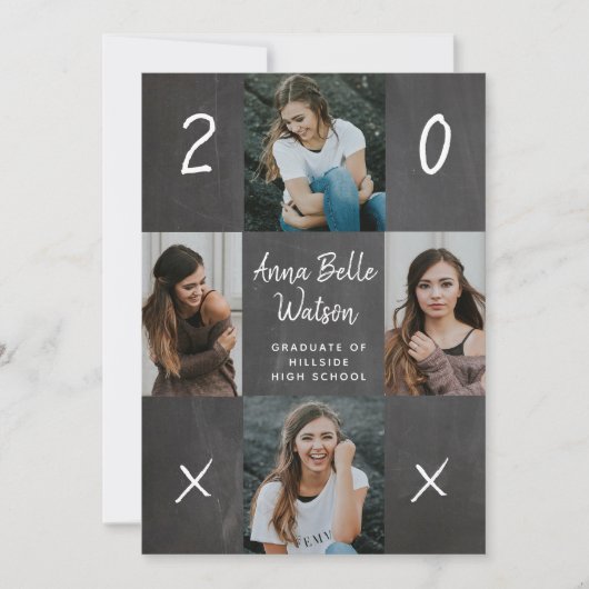 Rustic Chalk Foto Collage School Graduparty Kaart (Voorkant)