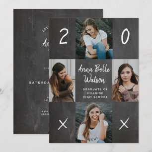 Rustic Chalk Foto Collage School Graduparty Kaart
