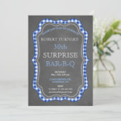 Rustic Chalk Gingham Surprise Birthday BBQ Invite Kaart (Staand voorkant)