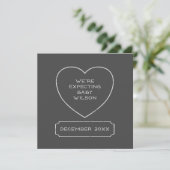 Rustic Chalk Heart Zwangerschap Aankondiging Kaart (Staand voorkant)