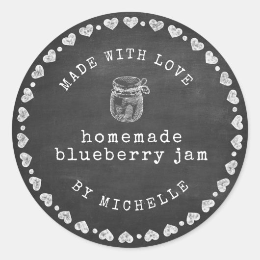 Rustic Chalk Hearts Jam Label Canning Sticker (Voorkant)