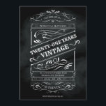 Rustic Chalkboard 21st Birthday Man  Kaart<br><div class="desc">Matching set beschikbaar op www.zazzle.com/thecelebrationsco - Deze geweldige Westerne whisley zal de partijuitnodiging de toon van uw 21st Birthday party van het allereerste begin plaatsen. Laten we je gasten enthousiast maken voor je grote evenement en het een van de meest gedenkwaardige verjaardagen maken, met deze geweldige rustige krijtbord westerne whisky...</div>