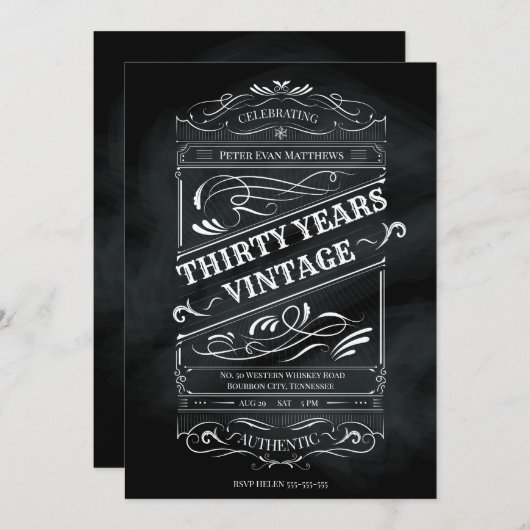 Rustic Chalkboard 30th Birthday Man Kaart (Voorkant / Achterkant)