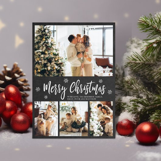 Rustic Chalkboard 4 Foto-collage Kerstmis Briefkaart