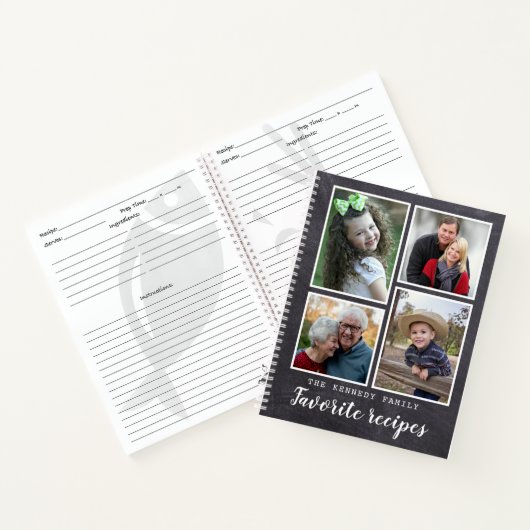 Rustic Chalkboard 4 Recipes voor fotocollage Notitieboek (Binnen)