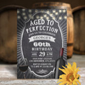 Rustic Chalkboard 60th Wine Birthday Party Kaart