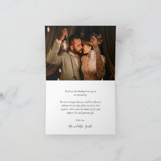 Rustic Chalkboard 6 Foto Collage Wedding Bedankkaart (Binnen)