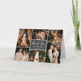 Rustic Chalkboard 6 Photo Collage Wedding Bedankkaart