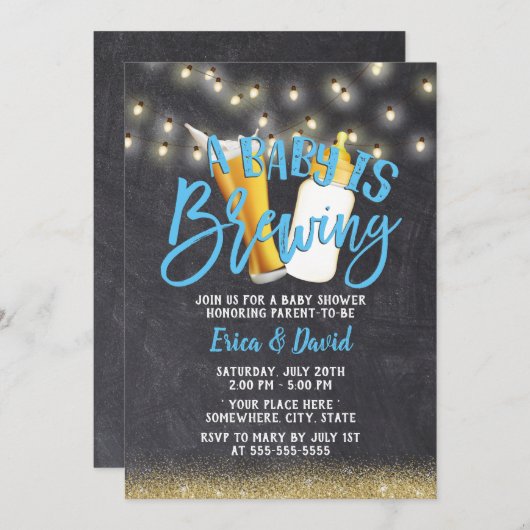 Rustic Chalkboard A Baby is Baby shower Kaart (Voorkant / Achterkant)