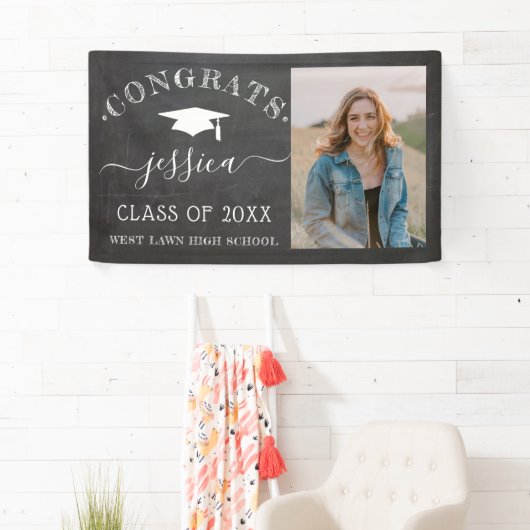 Rustic Chalkboard Afstuderen Banner met foto (Insitu)