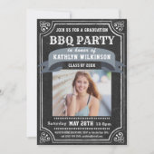 Rustic Chalkboard Afstuderen BBQ Party Photo Kaart (Voorkant)