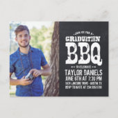 Rustic Chalkboard Afstuderen Foto BBQ Uitnodiging (Voorkant)