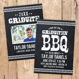 Rustic Chalkboard Afstuderen Foto BBQ Uitnodiging