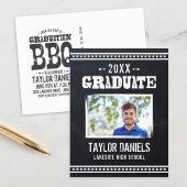 Rustic Chalkboard Afstuderen Foto BBQ Uitnodiging