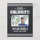 Rustic Chalkboard Afstuderen Foto BBQ Uitnodiging (Voorkant)