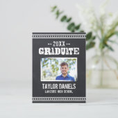 Rustic Chalkboard Afstuderen Foto BBQ Uitnodiging (Staand voorkant)