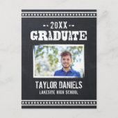 Rustic Chalkboard Afstuderen Foto BBQ Uitnodiging Briefkaart (Voorkant)