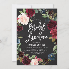 Rustic Chalkboard Autumn Floral Bridal Luncheon Kaart