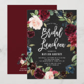 Rustic Chalkboard Autumn Floral Bridal Luncheon Kaart (Voorkant / Achterkant)