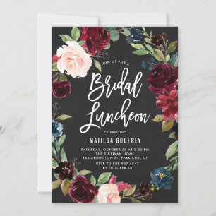 Rustic Chalkboard Autumn Floral Bridal Luncheon Kaart
