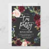 Rustic Chalkboard Autumn Floral Lijst Tea Kaart (Voorkant)