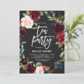 Rustic Chalkboard Autumn Floral Lijst Tea Kaart (Staand voorkant)