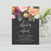 Rustic Chalkboard Autumn Flowers Baby shower Kaart (Staand voorkant)
