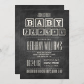 RUSTIC CHALKBOARD BABY SHOWER INVITATIE KAART (Voorkant / Achterkant)