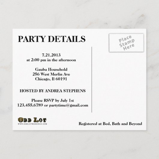 Rustic Chalkboard Baby shower Invite Uitnodiging Briefkaart (Achterkant)