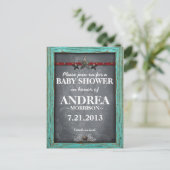 Rustic Chalkboard Baby shower Invite Uitnodiging Briefkaart (Staand voorkant)